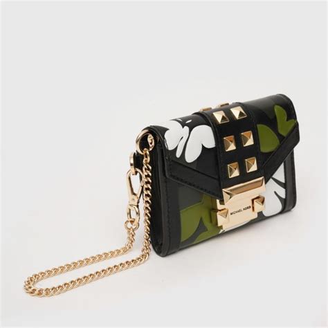 Whitney Small Butterfly Camo Leather Chain Wallet 